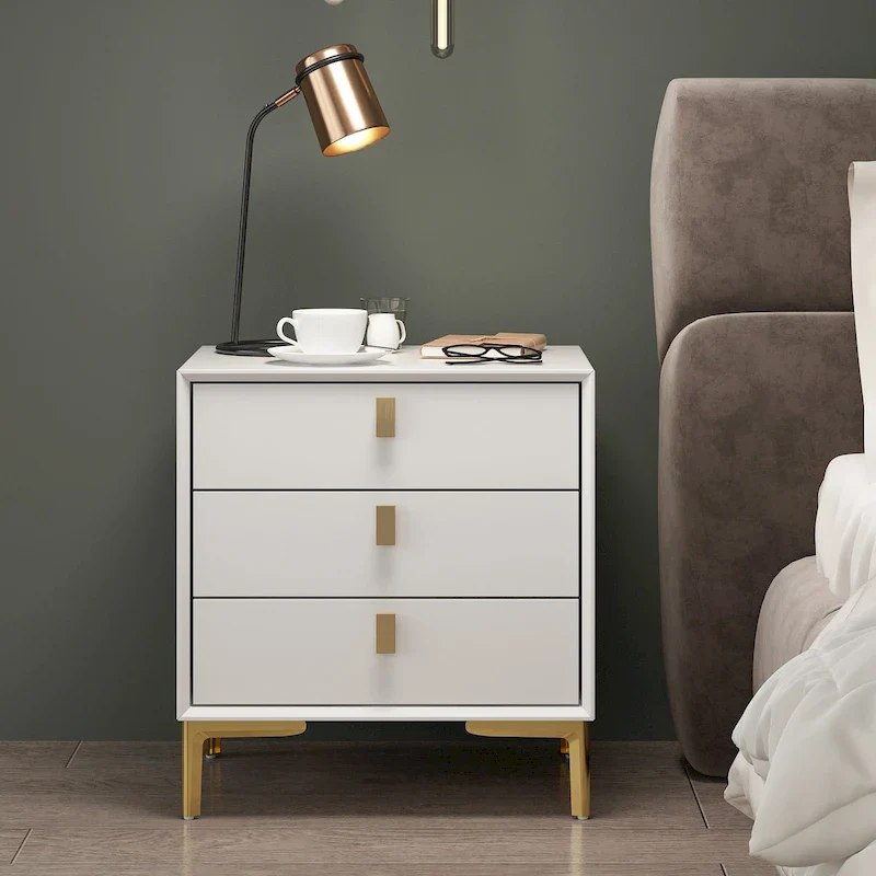 Natural Mid-Century Modern 3-Drawer Nightstand Bedside Table