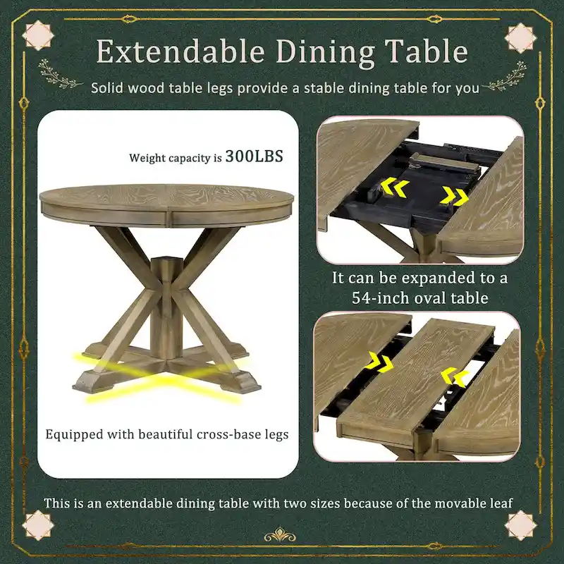 6-Piece Dining Table Set with Extendable Table and 4 Chairs