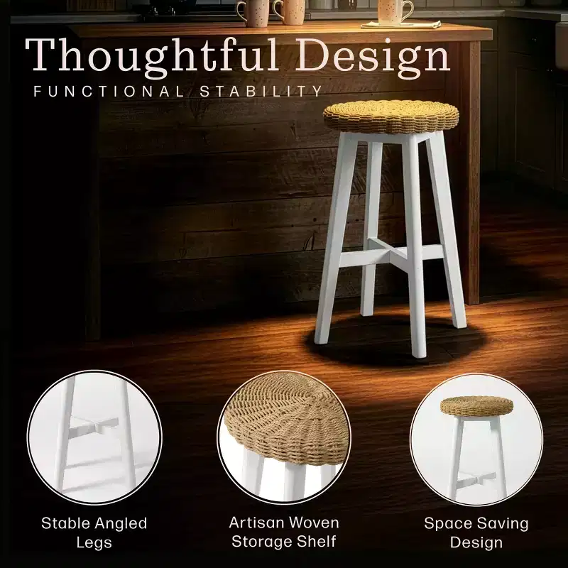 Alaterre Furniture Set of 2 Barstools, White