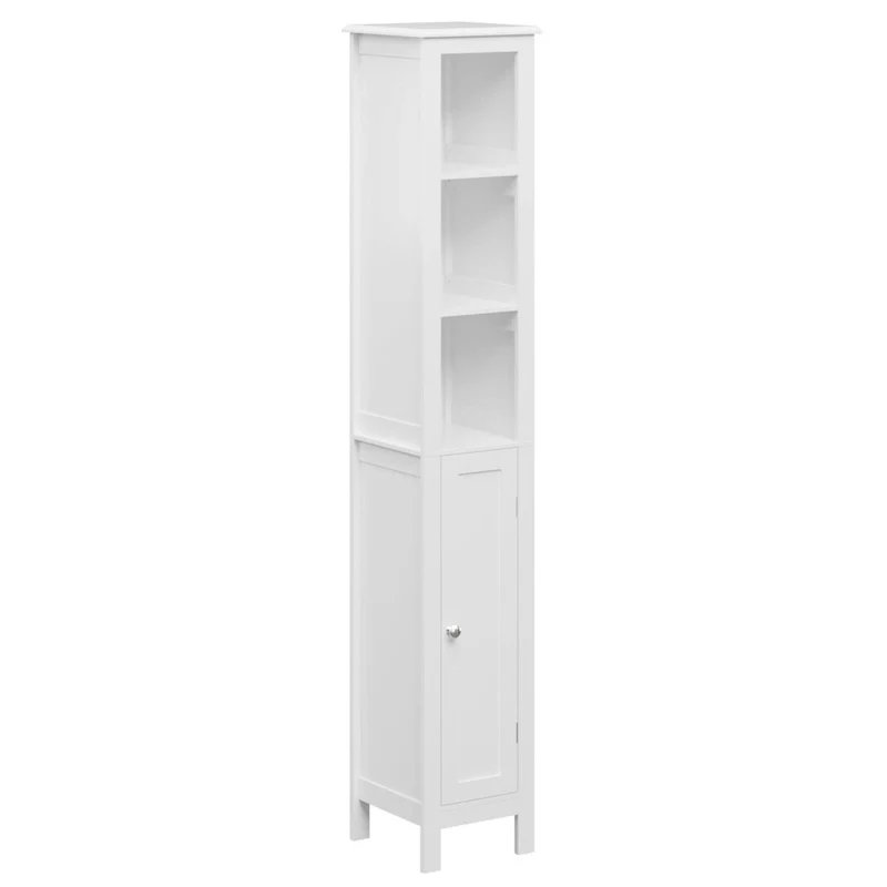 67 Tall Bathroom Storage Cabinet with Adjustable Shelves 1 Doors Freestanding Cabinet with Anti-Tip Open compartments in White