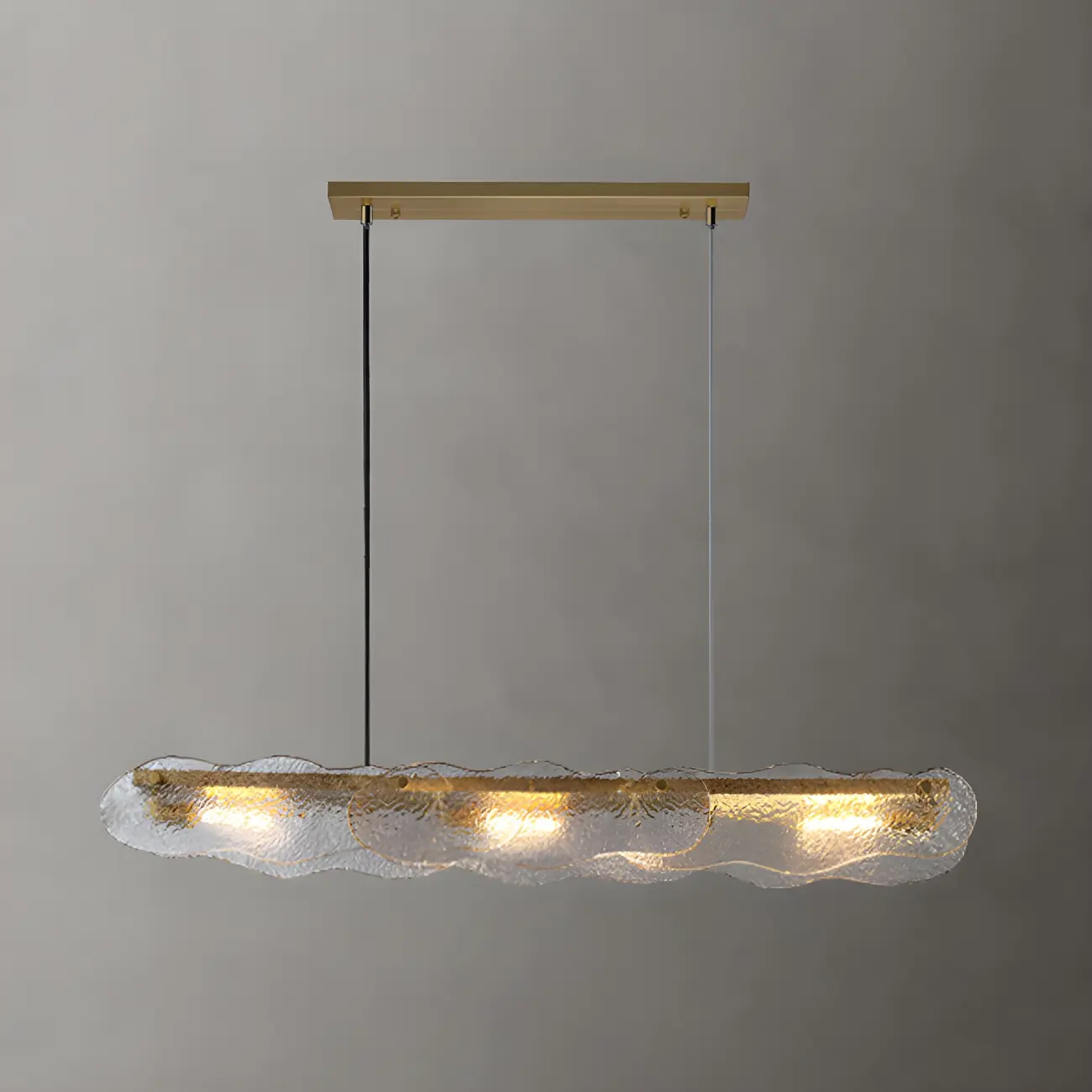 Adjustable Gold Glass Linear Pendant Light for Kitchens