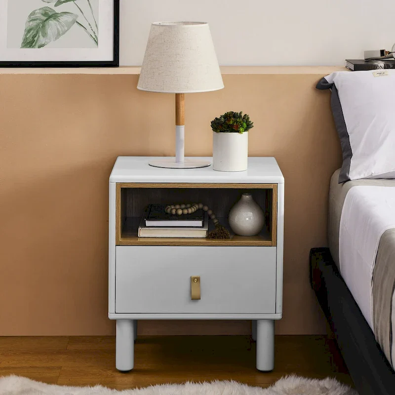 Modern Wooden Nightstand with Drawer