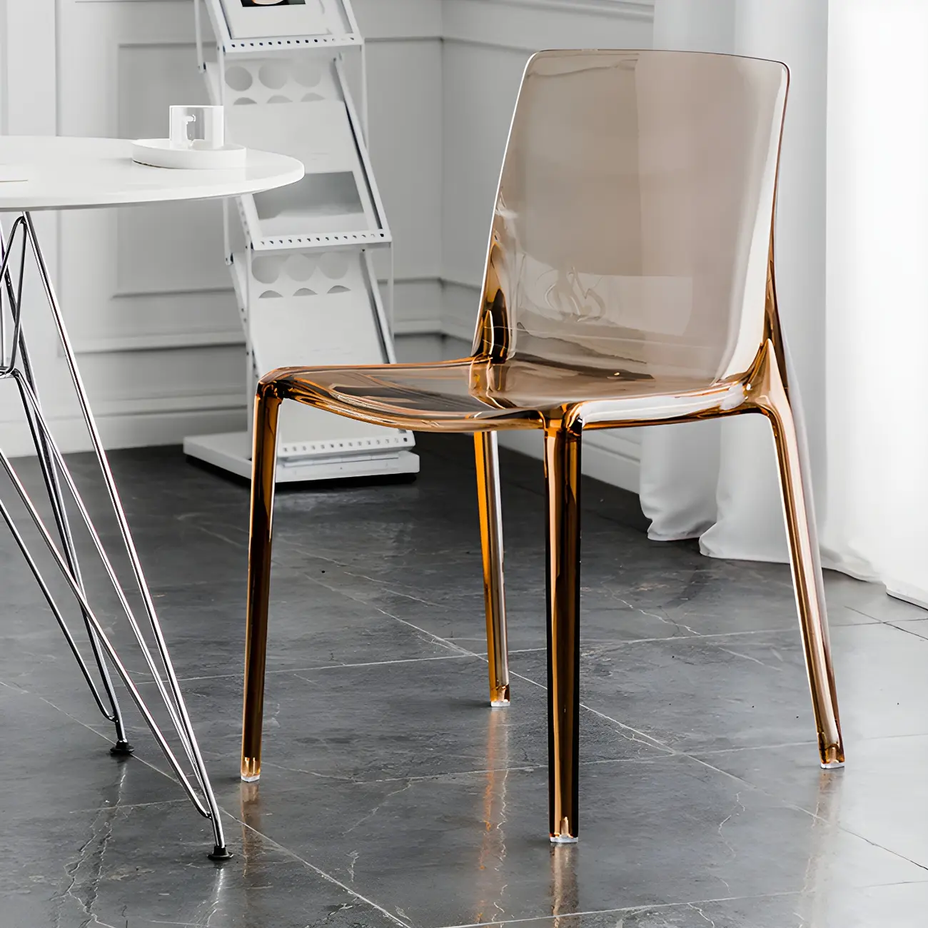 Amber Acrylic Armless Low Back Dining Chair
