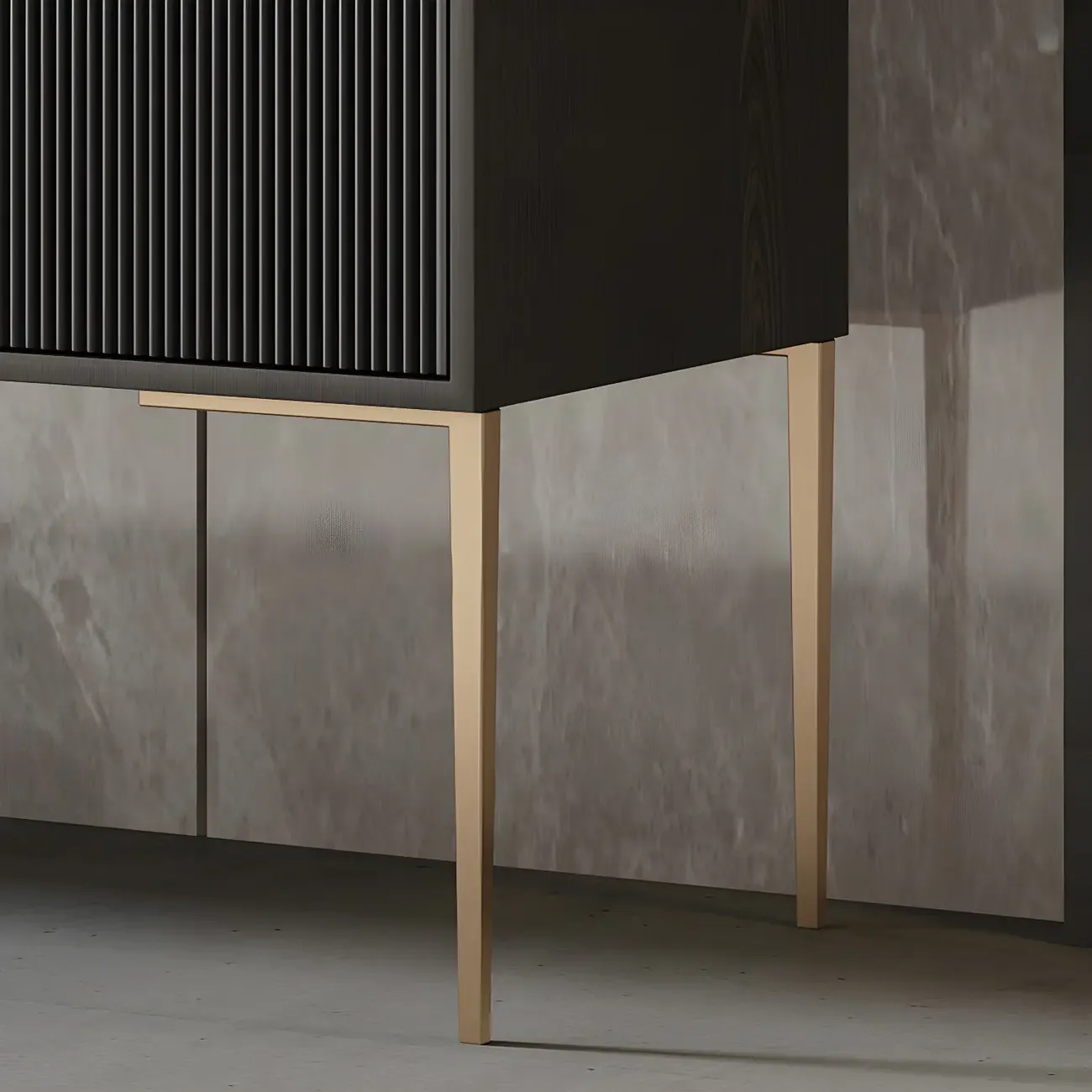 Sleek Black-Gray Wood and Metal Soft-Close Drawers Dresser