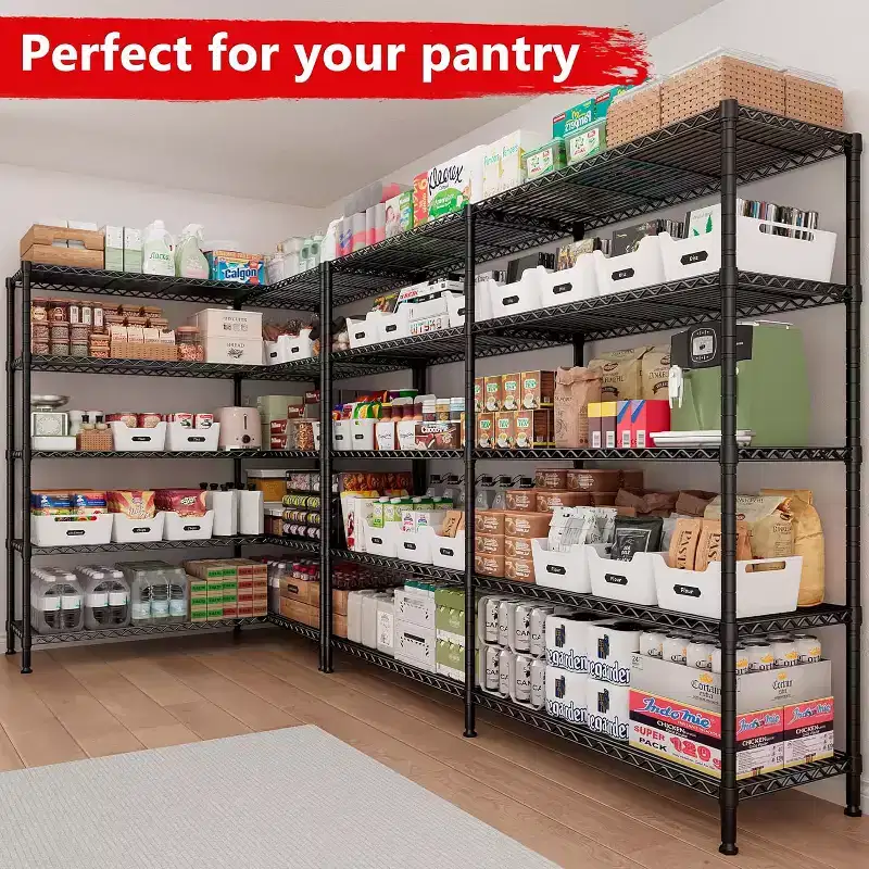 BATHWA 5-Tier Heavy Duty Metal Storage Rack, 60W x 14D x 72H Adjustable Wire Metal Shelves for Storage, 1500LBS Free Standing Storage Shelf Units