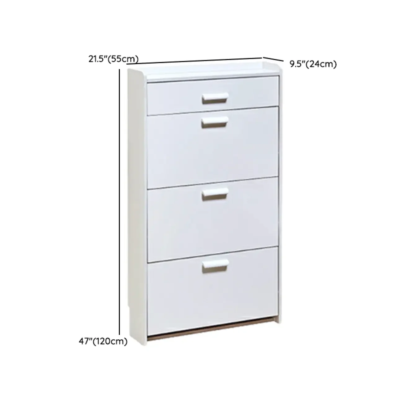 Narrow Wall-Mounted White Shoe Cabinet with Drawers
