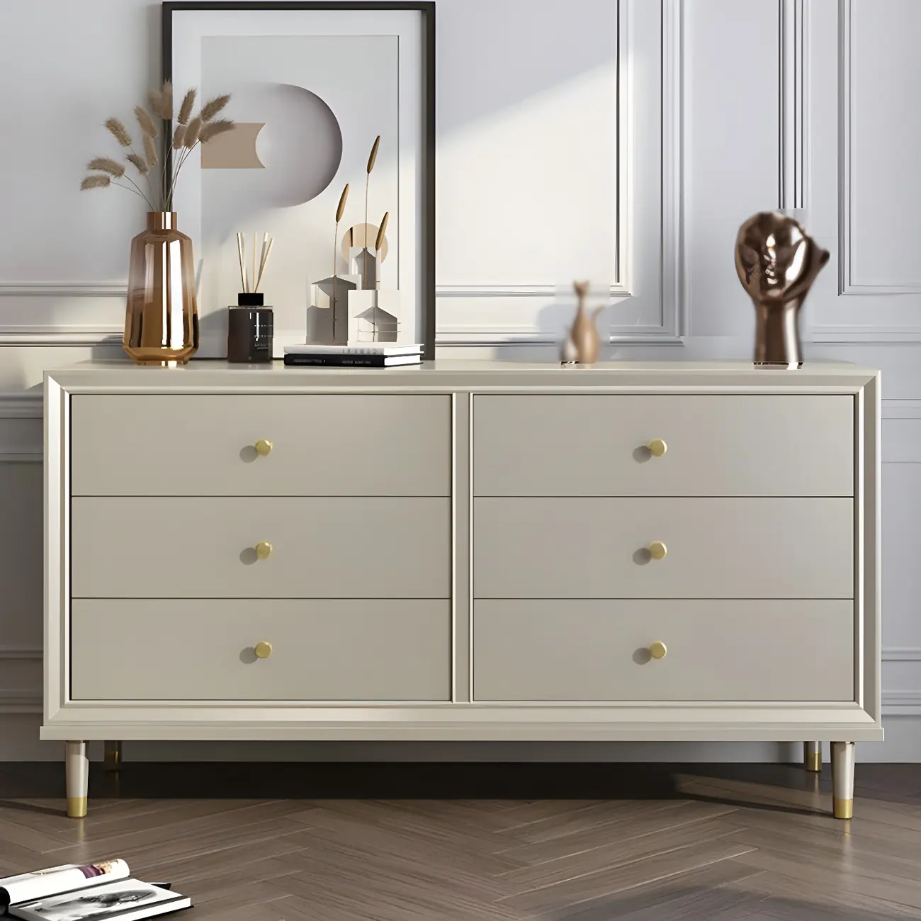 Elegant Off-White Wooden Dressers & Chests with Drawers