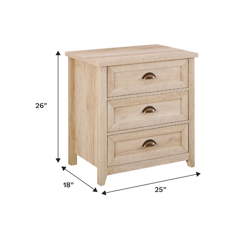 Middlebrook Designs 3 Drawer Farmhouse Nightstand