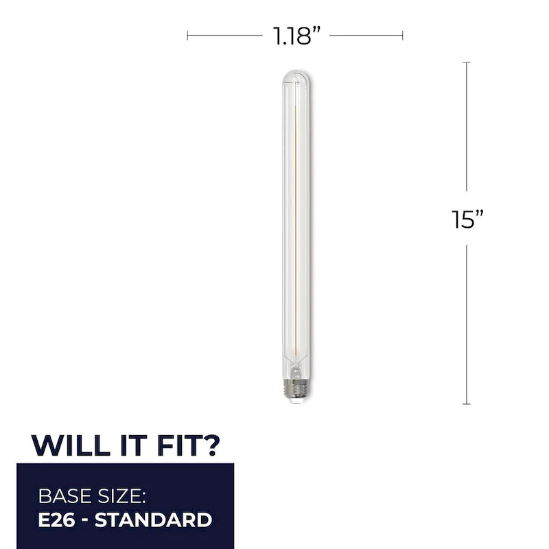 Bulbrite LED Filament Pack of (4) 5 Watt Dimmable 15 Inch T9 Light Bulb with Clear Glass Finish and Medium (E26) Base