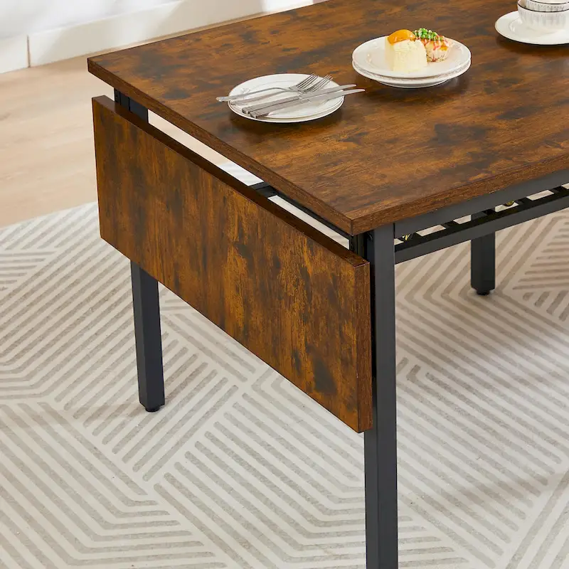 Industrial Folding Dining Table with Steel Frame