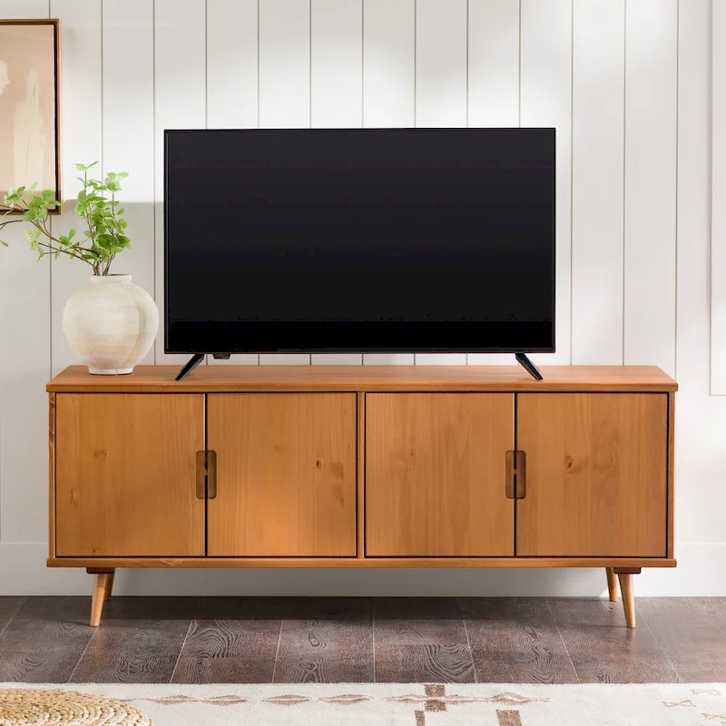 Mid-Century Modern Solid Wood TV Stand