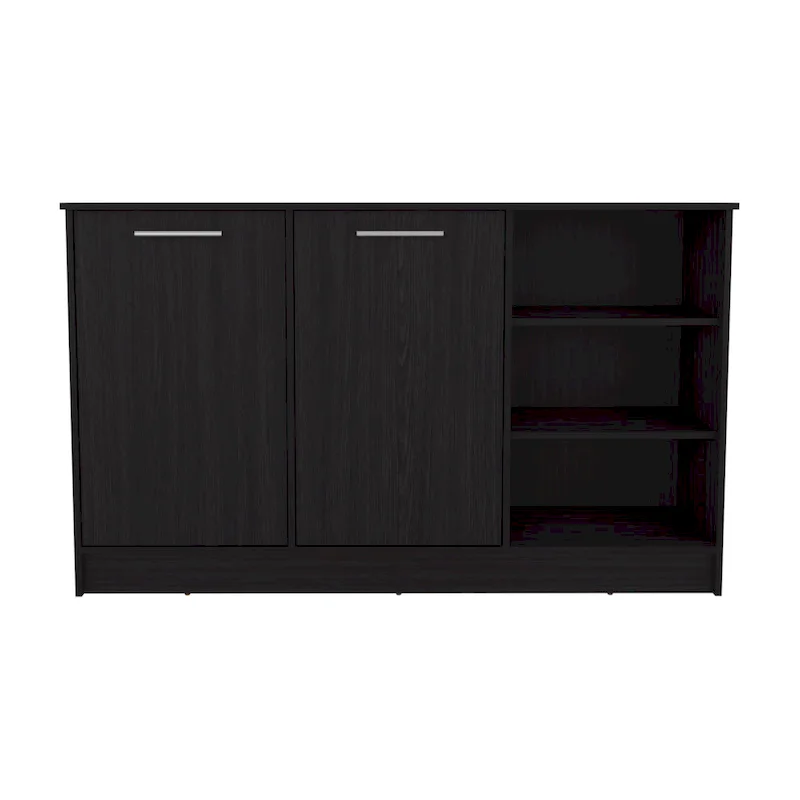 Ginger 59-inch Wide Kitchen Island with 3 Open Shelves and 2 Cabinets