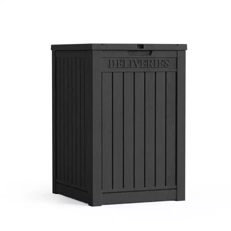 Chic Crate-Package Delivery Box, Large Lockable Storage Box, Double-Wall Resin Outdoor Package Delivery And Waterproof Deck Box For Porch, Patios