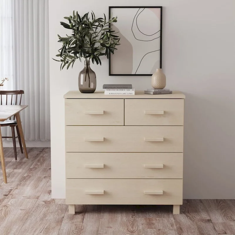 White / Light Gray / Dark Gray / Brown 5-Drawer Sideboard, Single-User Storage Cabinet