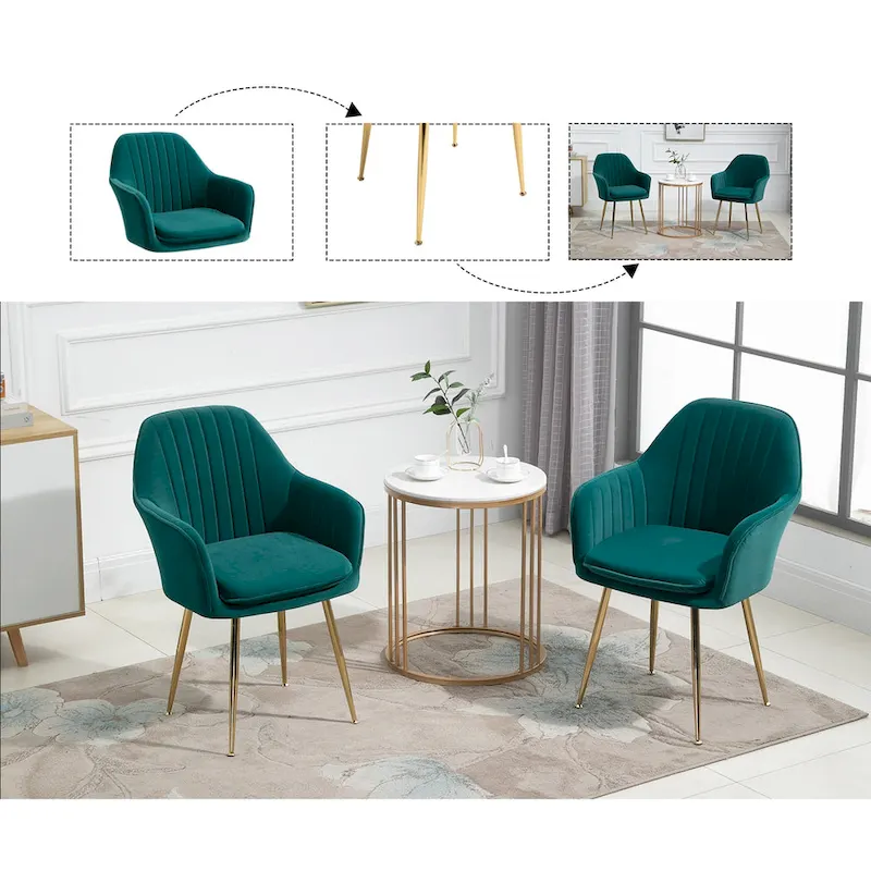 Upholstered Dining Chair (Set of 6) Velvet Accent Arm Chair