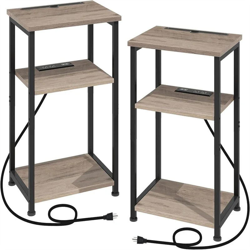 Narrow Side Table with Charging Station - 15.35D x 11.8W x 22.8H