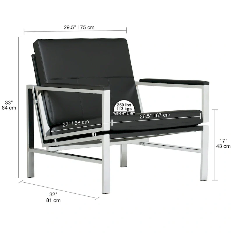 Strick & Bolton Regina Metal and Bonded Leather Mid Century Accent Chair