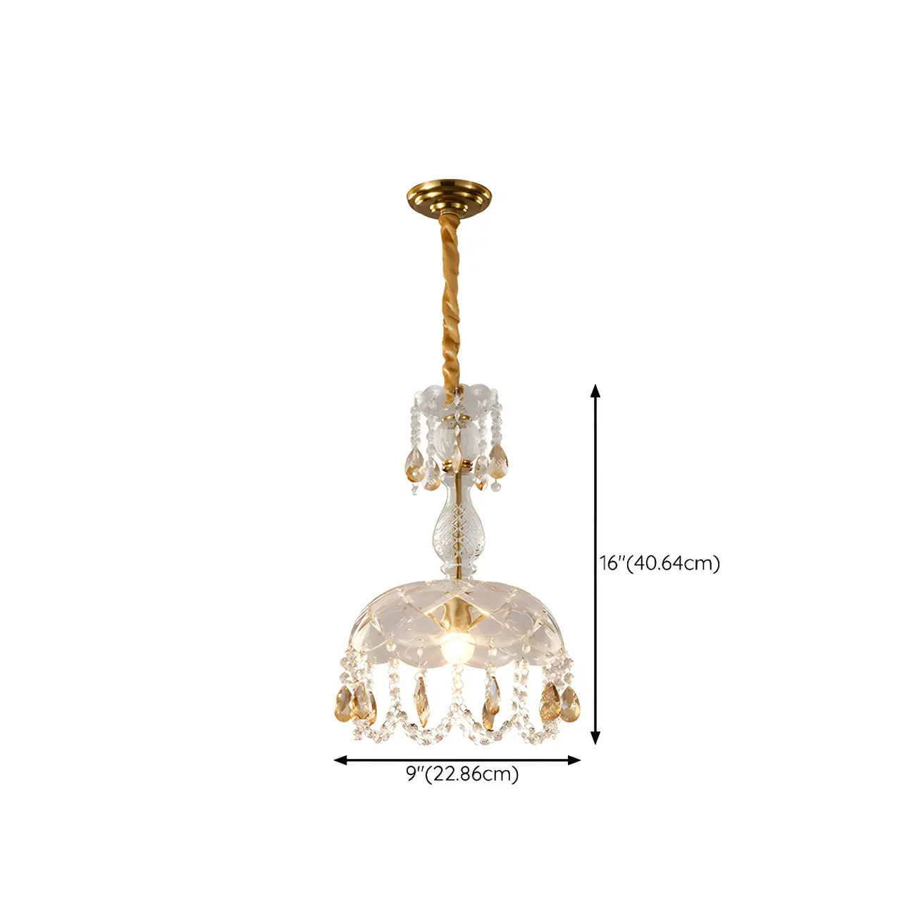 Luxury Dome Clear Crystal Pendant Light Adjustable Height