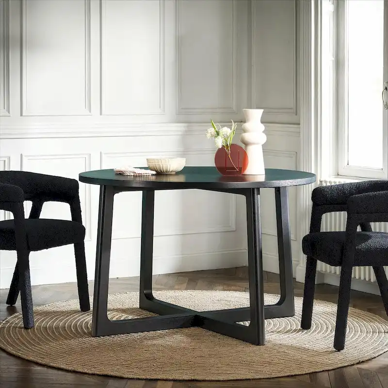 Middlebrook Modern Round Solid Wood Dining Table With Geometric Legs