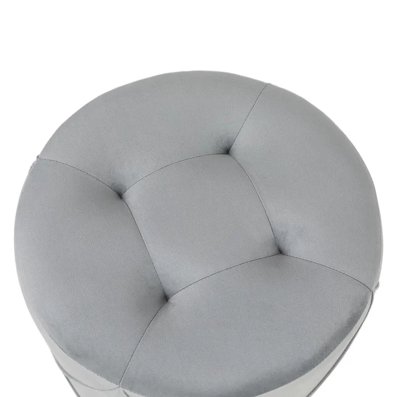 Adeco Velvet Round Tufted Ottoman Foot Rest Vanity Stool