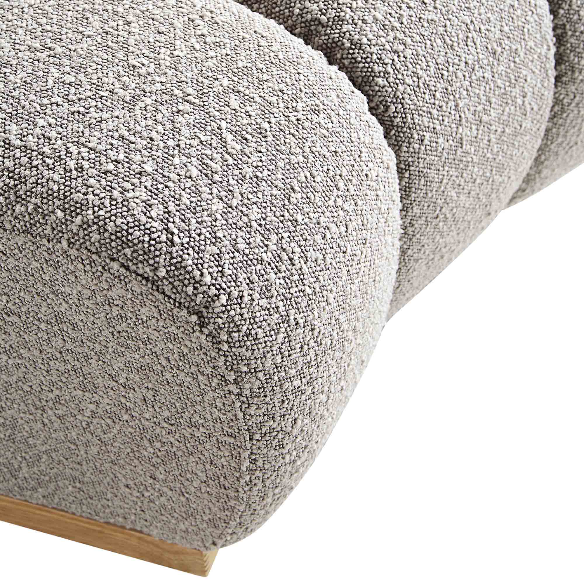 Taupe Boucle Sectional Sofa, 1-Seater Curved Sofa