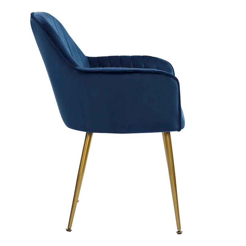 Velvet Accent Dining Chairs with Gold Metal Legs Set of 2