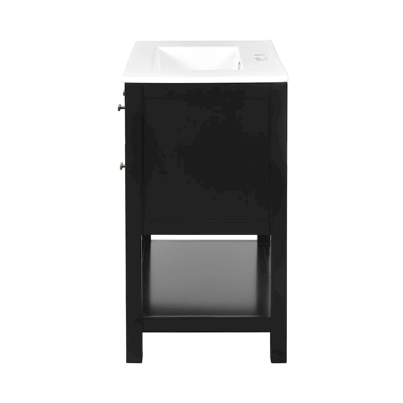 30 Bathroom Vanity with Ceramic Sink Combo, Free Standing Single Vanity Set with 5 Drawers