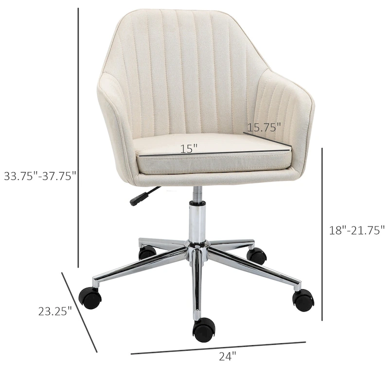 Vinsetto Mid-Back Office Computer Chair: Tub Shape Design, Lined Pattern Back, Swivel Wheels - 23.25*24*37.75