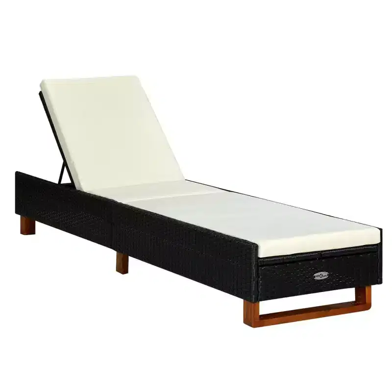 vidaXL Patio Lounge Chair Outdoor Sunlounger Sunbed with Cushion Poly Rattan