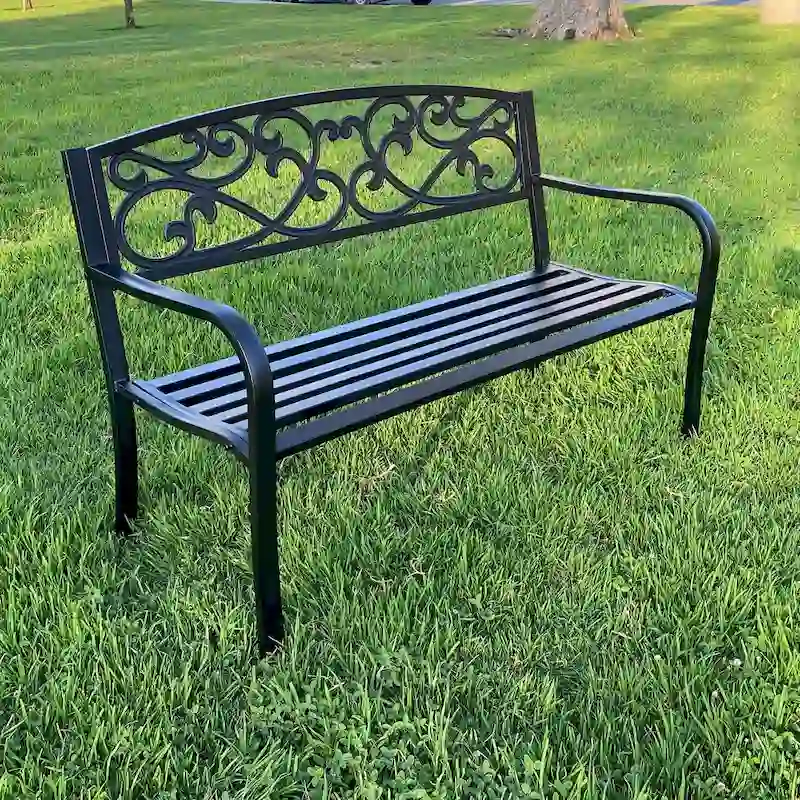 Lotus Home Metal Garden Bench - 34  H x 50  W x 24  D