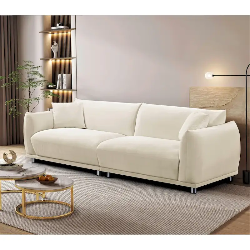 US Pride Furniture 88.2W Metal Legs Velvet Sofa