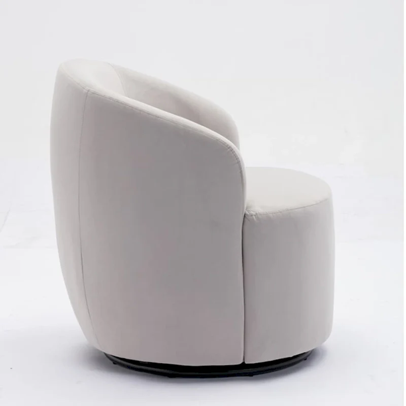 Velvet Fabric Swivel Accent Armchair Barrel Chair With Powder Coating Metal Ring