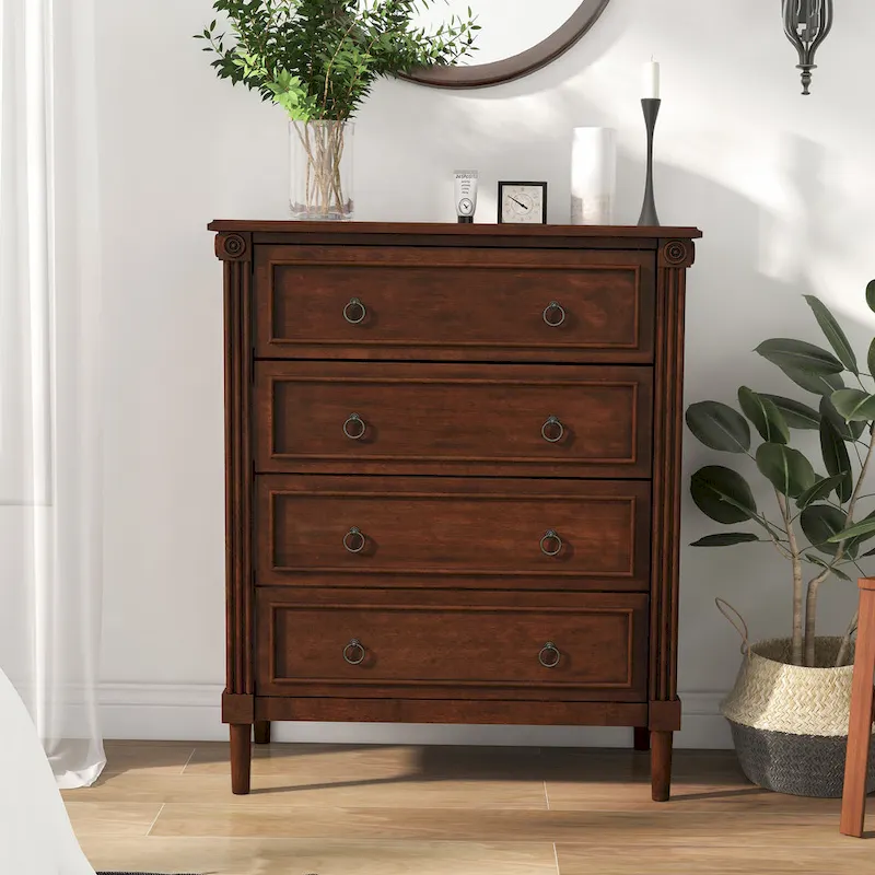 Joneigh Traditional Solid Wood 4-Drawer Chest by