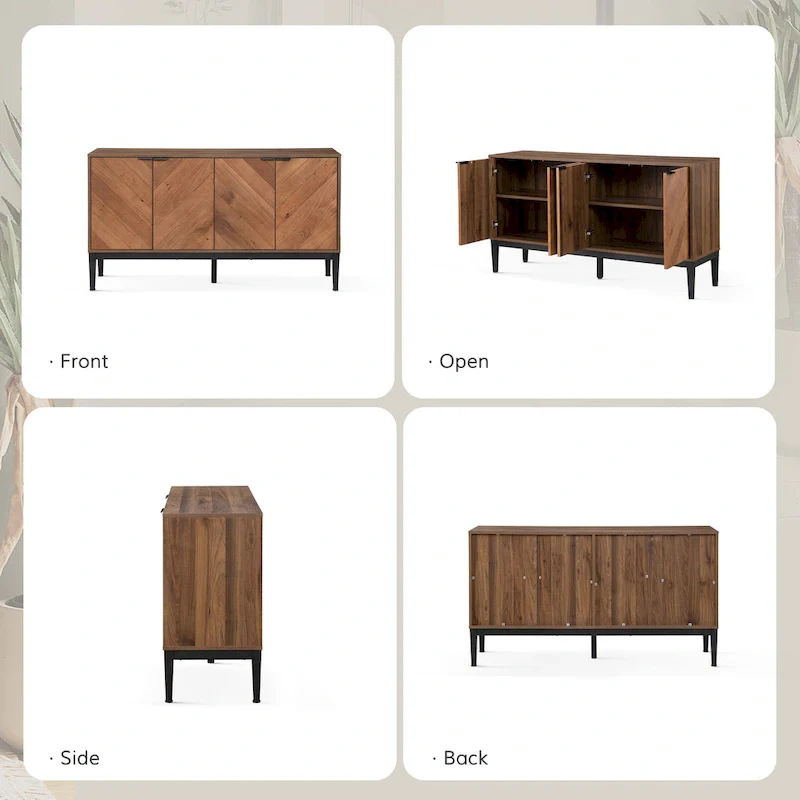 Senin Modern Herringbone TV Stand with Adjustable Shelves by HULALA HOME - 55 inches