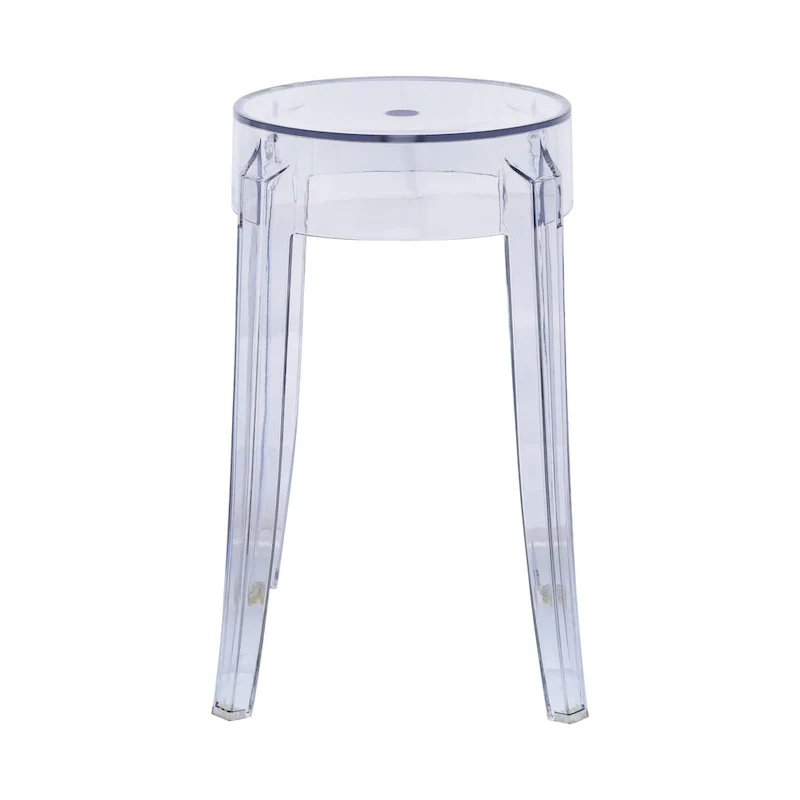 LeisureMod 18 in. High Backless Acrylic Counter Stool with Round Seat and Foot Rest - 18.1