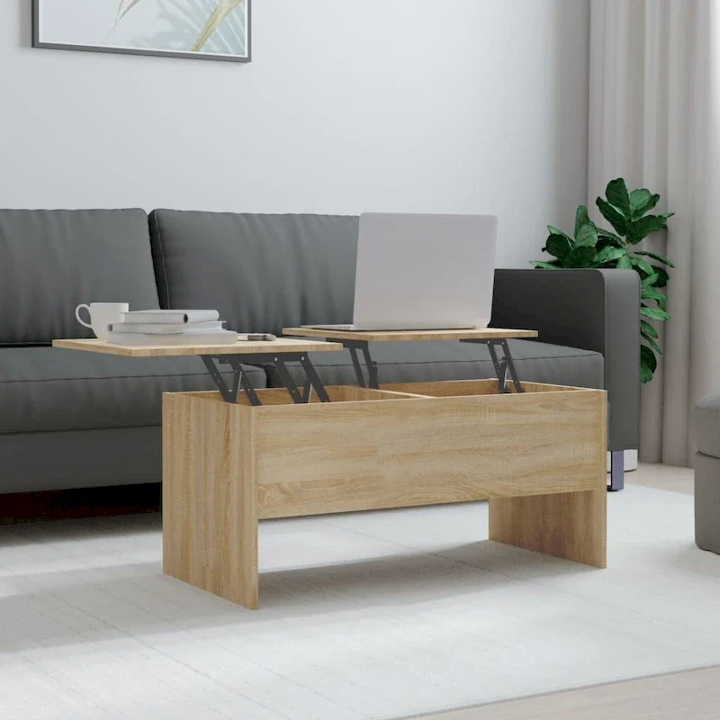 vidaXL Coffee Table Lift Top End Table Accent Side Sofa Table Engineered Wood - 40.2 x 19.9 x 18.3