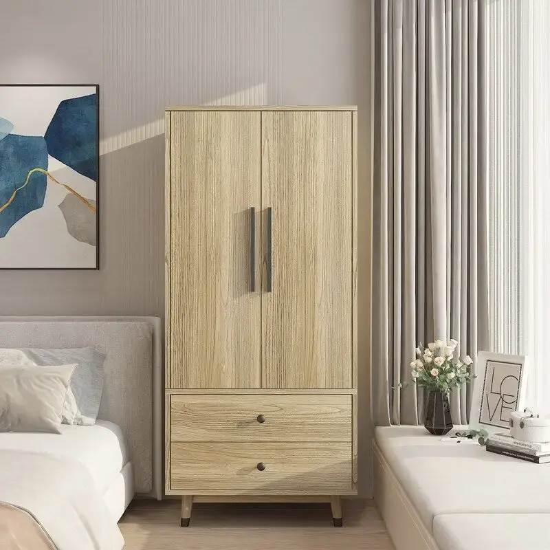 Wooden Armoire with 2-Drawer and 2-Door