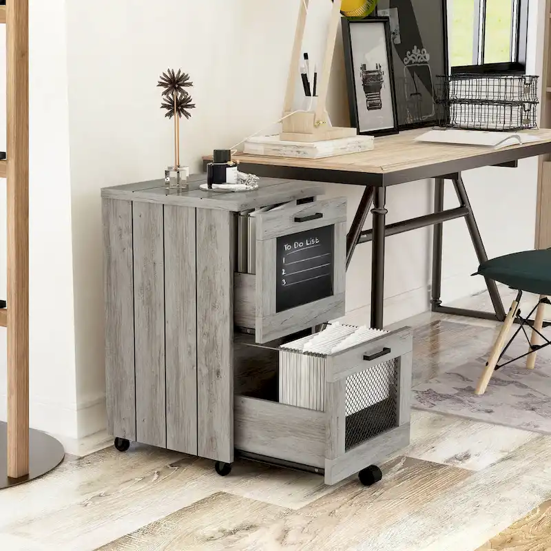 DH BASIC Rustic Grey 2-Drawer File Cabinet by Denhour