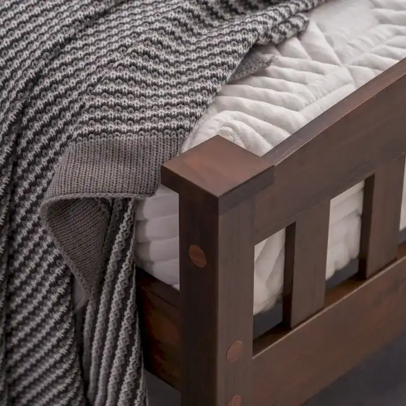 Classic Panel Bed Vertical Strip with Headboard Brown Twin/Full/Queen