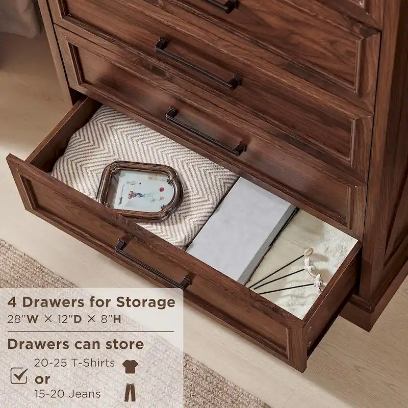 Farmhouse 6 Drawers Dresser Chests, Wood Rustic Chest of Drawers