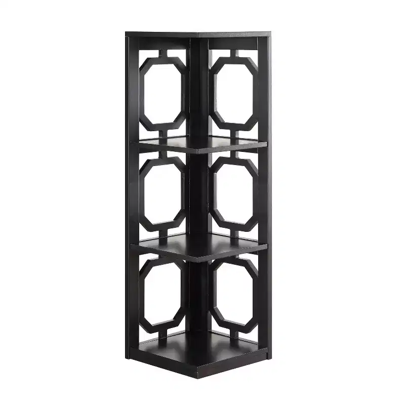 Black/White 3-Tier Corner Bookcase, Single-Person Use