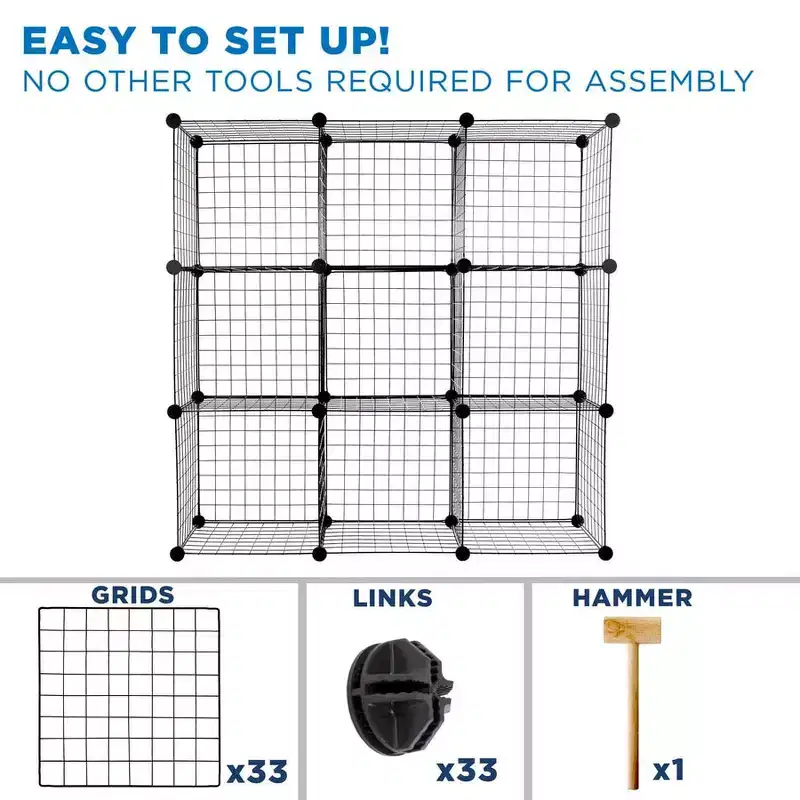 Mount-It! Wire Storage Cubes, 12-Cube Metal Grid Organizer | Modular Wire Shelving Units, DIY Closet Cabinet Organizer | 14 W x 14 H