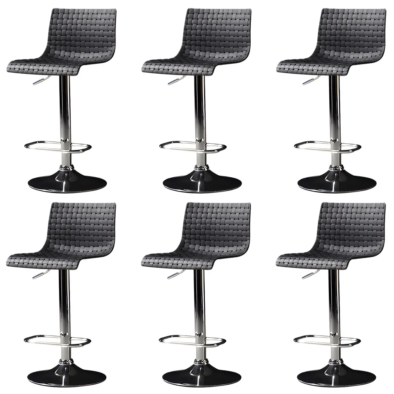 Modern Square Seat Plastic Rattan Adjustable Swivel Bar Stools