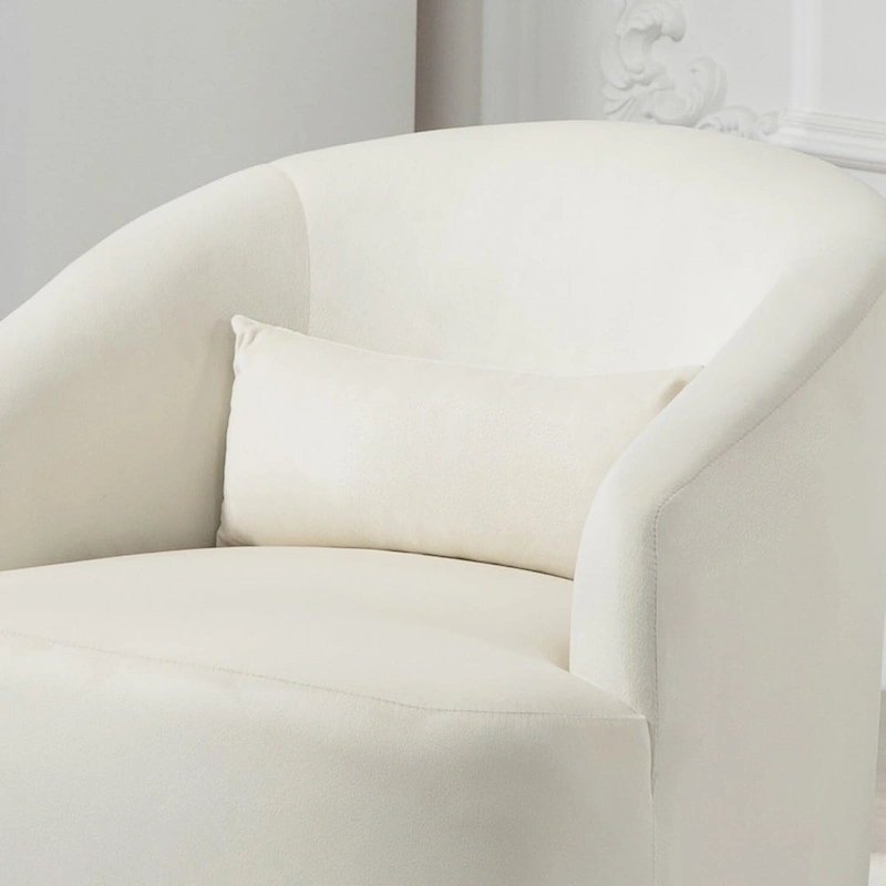Accent Chair with Barrel-shaped Design and 360 Degree Swivel Feature