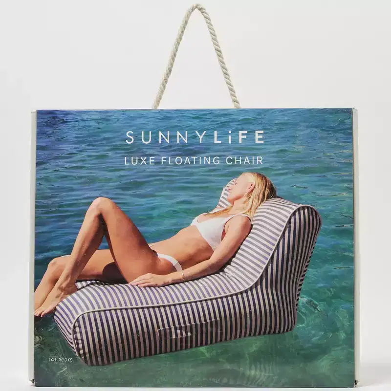Sunnylife: Luxe Floating Chair - Marine Navy Stripe - Inflatable Poolside Lounge