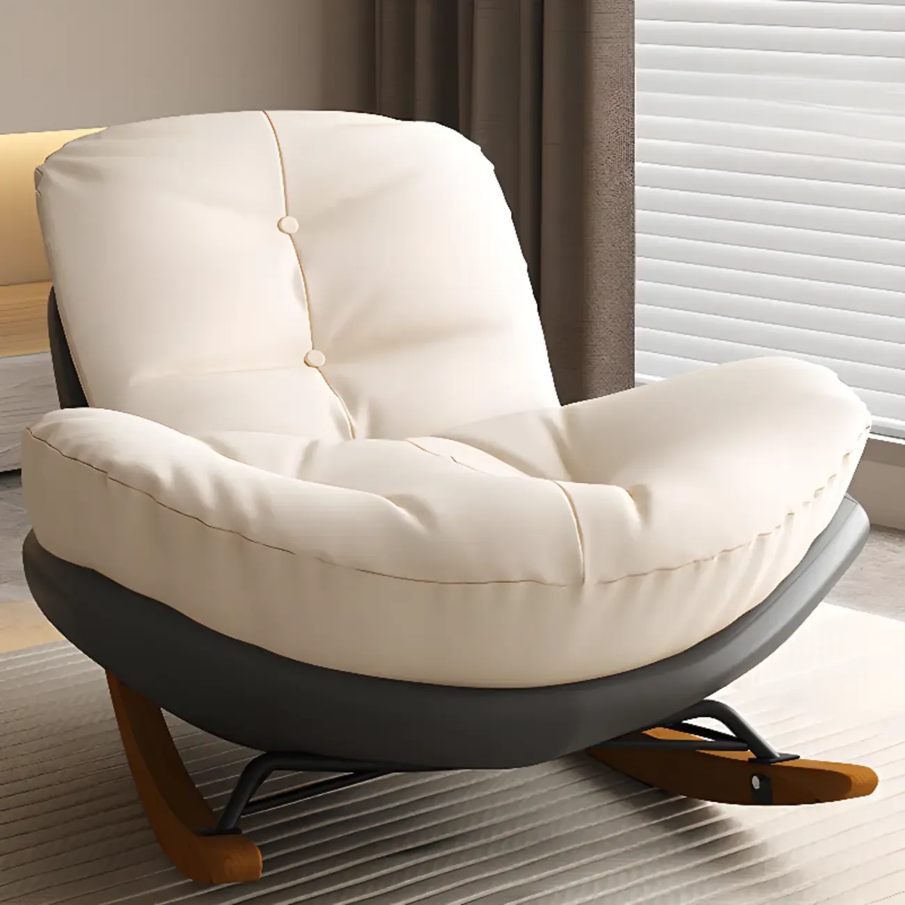 Scandinavian Upholstered Rocking Chair with Optional Ottoman