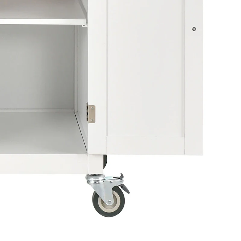 Classic Wooden Kitchen Island Cart with 2 Drawers, 2 Cabinets, a Towel Rack and a Spice Rack