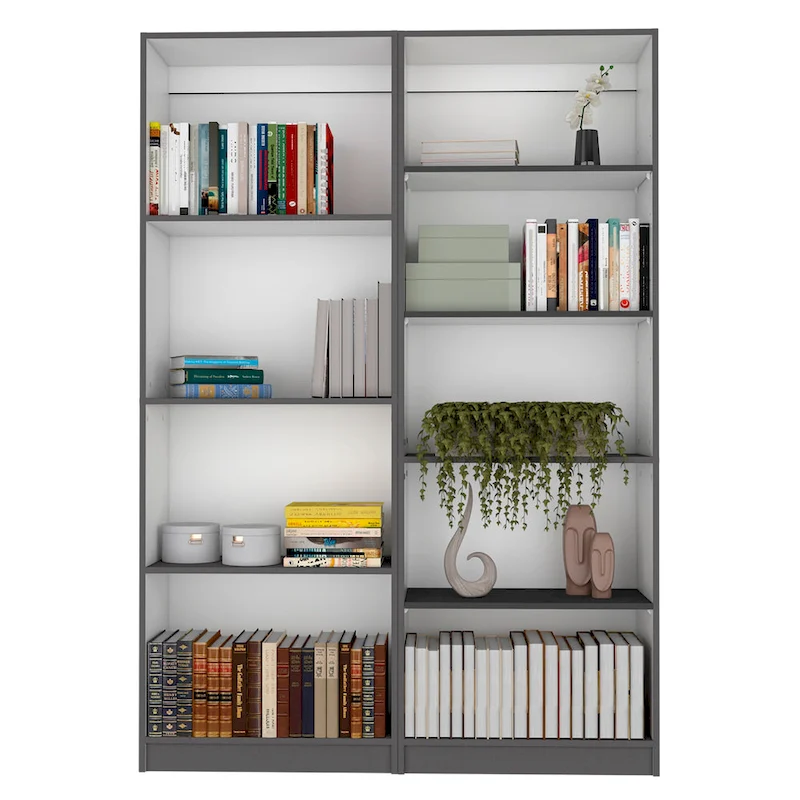 Kenyon Tall 5-Shelf Wide Bookcase Set of 2 - N/A