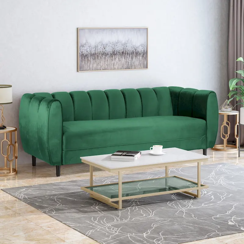 Bobran Modern Velvet 3-seat Sofa by Christopher Knight Home - 30.00 D x 83.25 W x 30.25 H