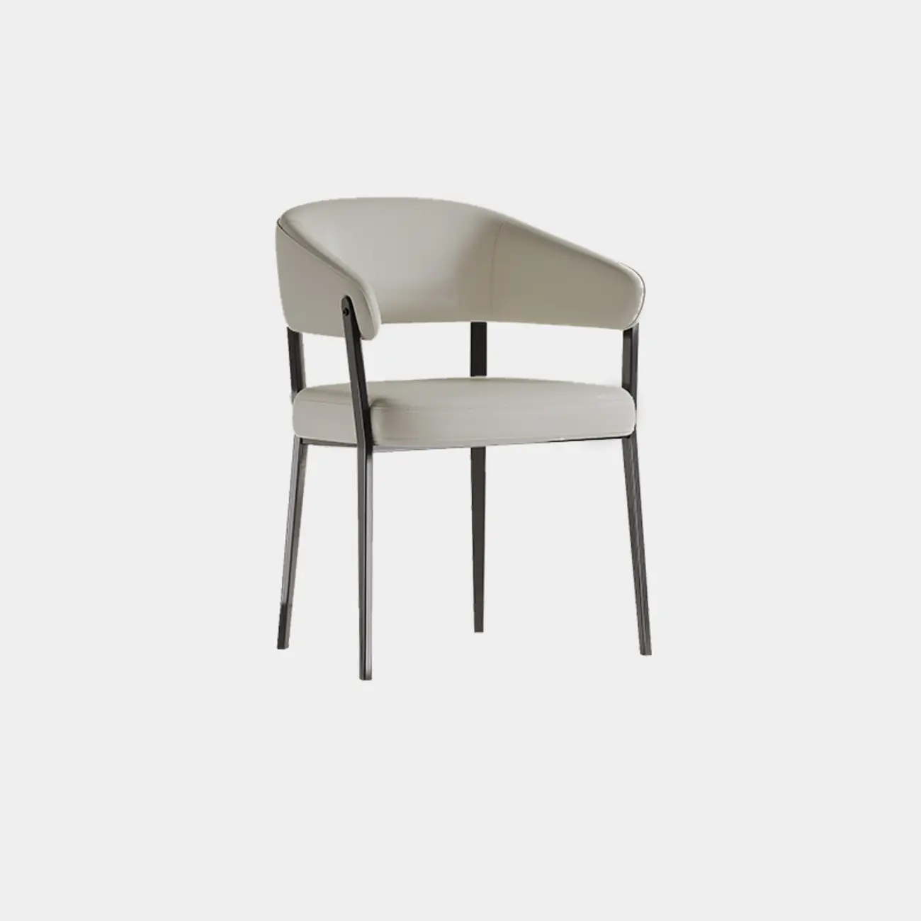 Modern Faux Leather Arm Dining Chair Open Back Alloy Legs